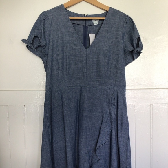 J. Crew Chambray Faux Wrap Dress, 12 - Picture 3 of 8